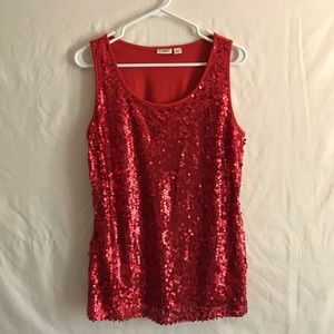 Red sequin tank top, Size Large